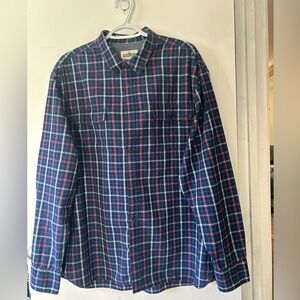 Classic Navy and Red Plaid Button-Down Shirt